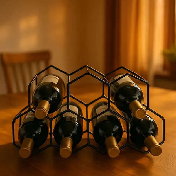 7_Bottle_Honeycomb_Design_Wrought_Iron_Wine_Rack