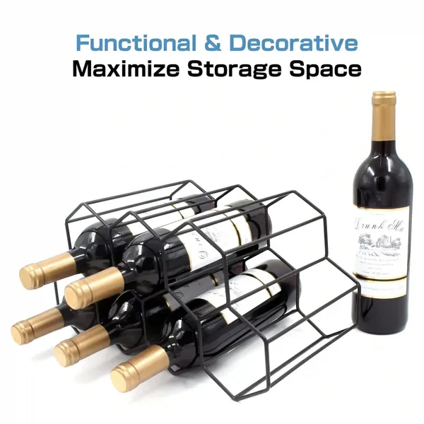 7_Bottle_Honeycomb_Design_Wrought_Iron_Wine_Rack