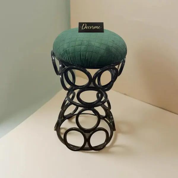 Premium_Circular_Iron_Stool_Forest_Green
