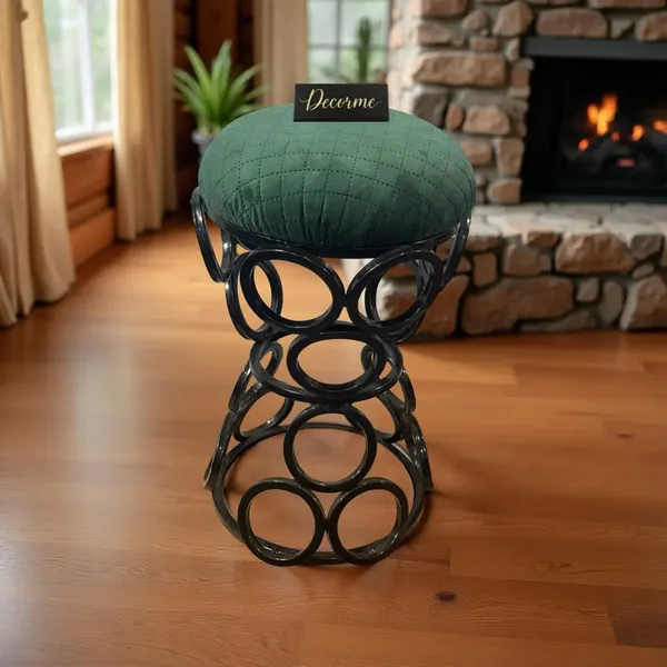 Premium_Circular_Iron_Stool_Forest_Green