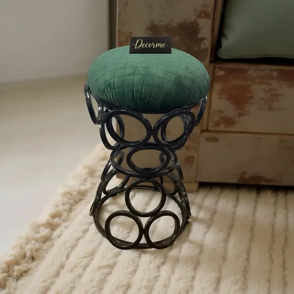 Premium_Circular_Iron_Stool_Forest_Green
