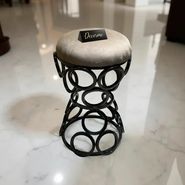 Premium_Circular_Iron_Stool_Stone_Brown