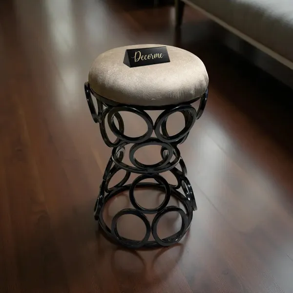 Premium_Circular_Iron_Stool_Stone_Brown