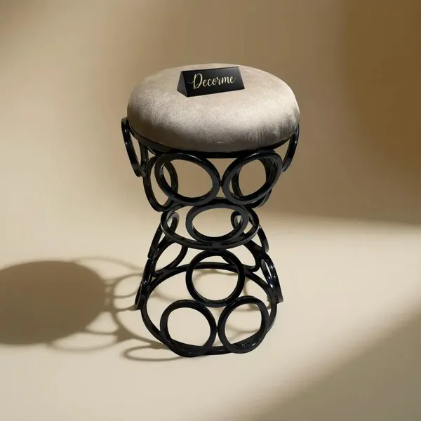 Premium_Circular_Iron_Stool_Stone_Brown