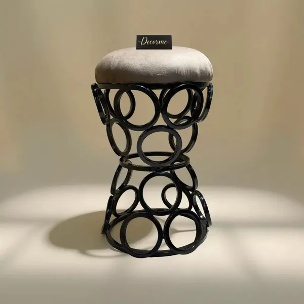Premium_Circular_Iron_Stool_Stone_Brown