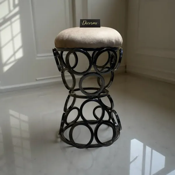Premium_Circular_Iron_Stool_Stone_Brown
