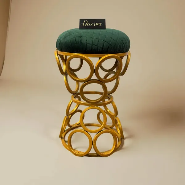 Golden_Circular_Iron_Stool_Forest_Green