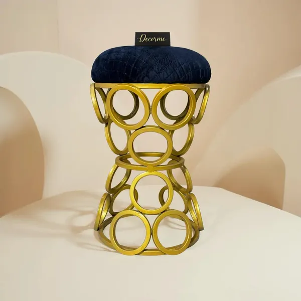 Golden_Circular_Iron_Stool_Midnight_Blue