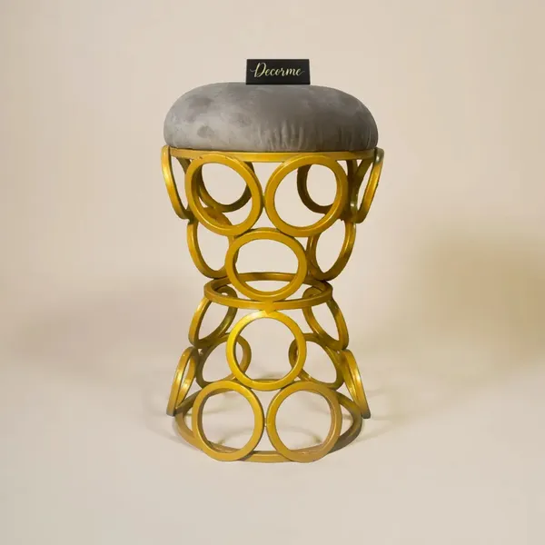 Golden_Circular_Iron_Stool_Stone_Brown