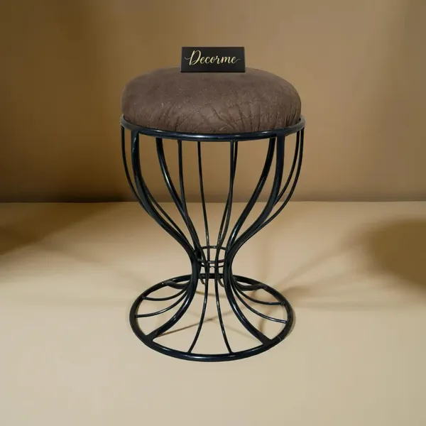 Elegant_Curved_Iron_Stool_Chocolate_Brown