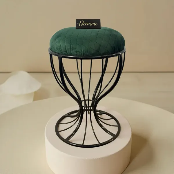 Elegant_Curved_Iron_Stool_Forest_Green