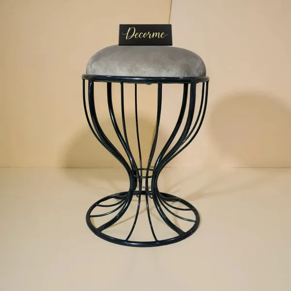 Elegant_Curved_Iron_Stool_Stone_Brown