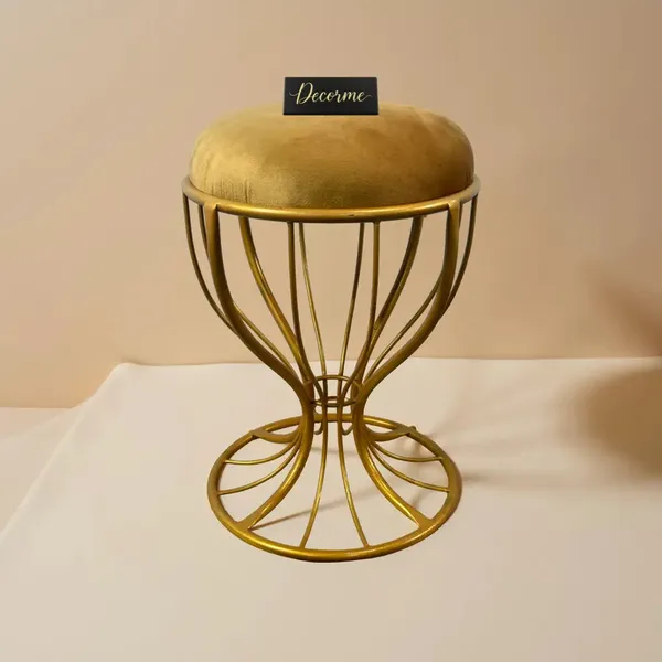 Elegant_Curved_Iron_Stool_Golden_Mustard_Yellow
