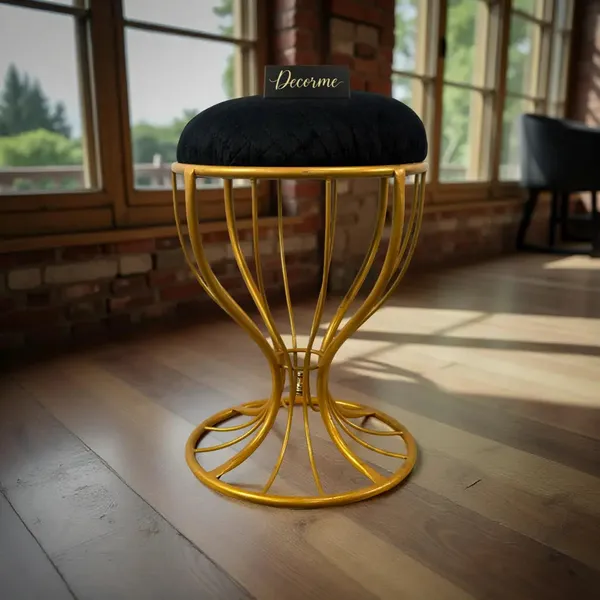 Elegant_Curved_Iron_Stool_Golden_Warm_Ivory