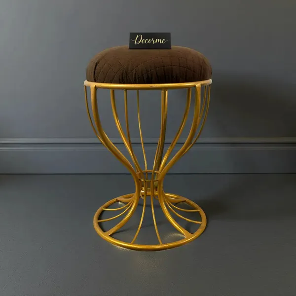 Elegant_Curved_Iron_Stool_Golden_Warm_Ivory