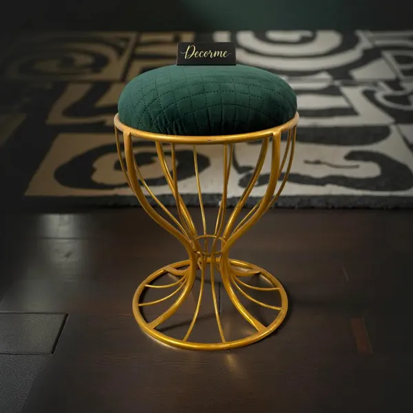 Elegant_Curved_Iron_Stool_Golden_Warm_Ivory
