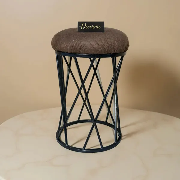Modern_Criss_Cross_Iron_Stool_Seat_Chocolate_Brown