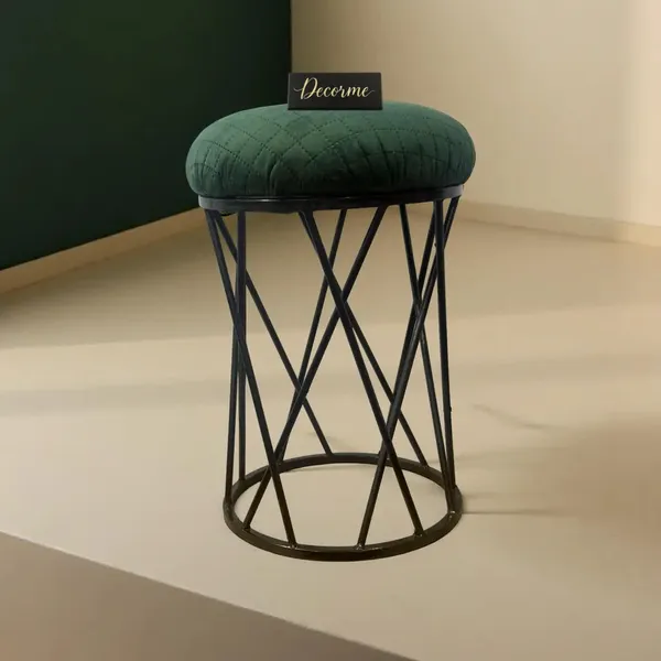 Modern_Criss_Cross_Iron_Stool_Seat_Forest_Green