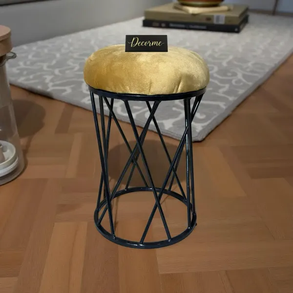 Modern_Criss_Cross_Iron_Stool_Seat_Mustard_Yellow