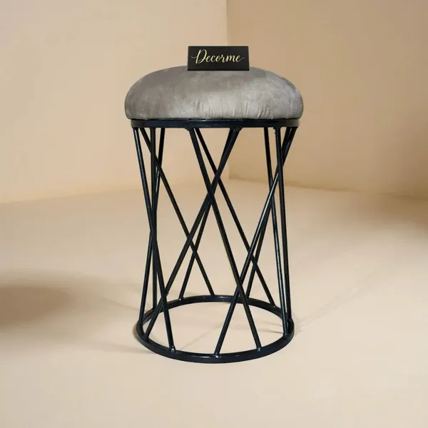 Modern_Criss_Cross_Iron_Stool_Seat_Stone_Brown