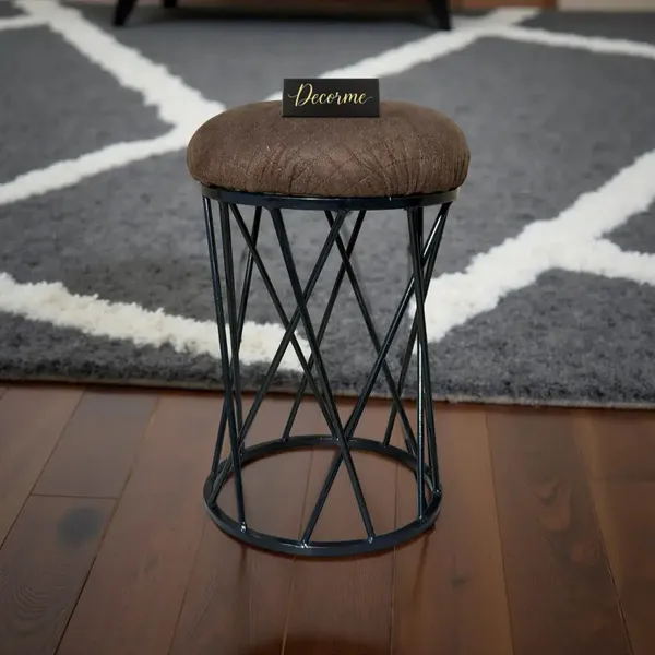 Modern_Criss_Cross_Iron_Stool_Seat_Warm_Ivory