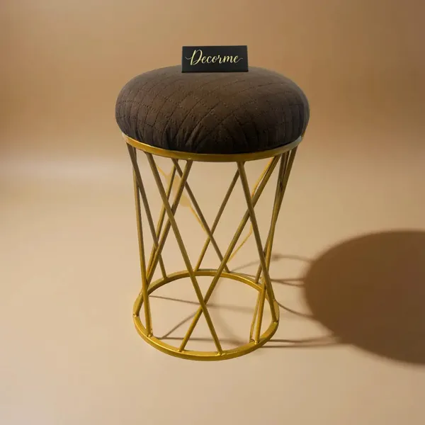 Chocolate_Brown_Modern_Criss_Cross_Iron_Stool_Golden