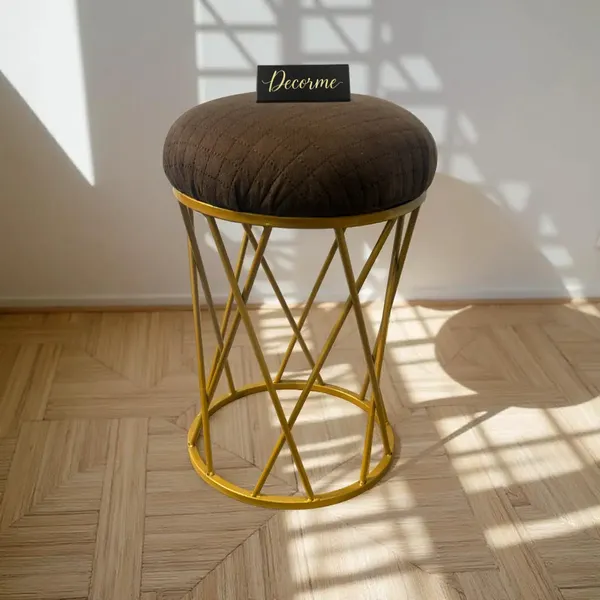 Chocolate_Brown_Modern_Criss_Cross_Iron_Stool_Golden
