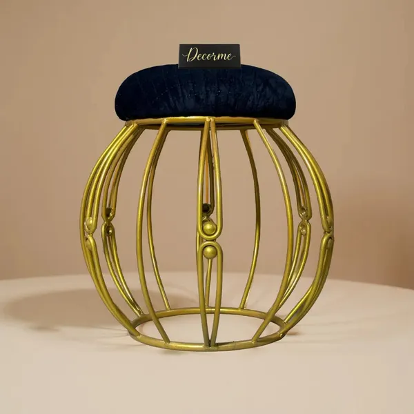 Modern_Round_Iron_Accent_Stool_Golden_Warm_Ivory