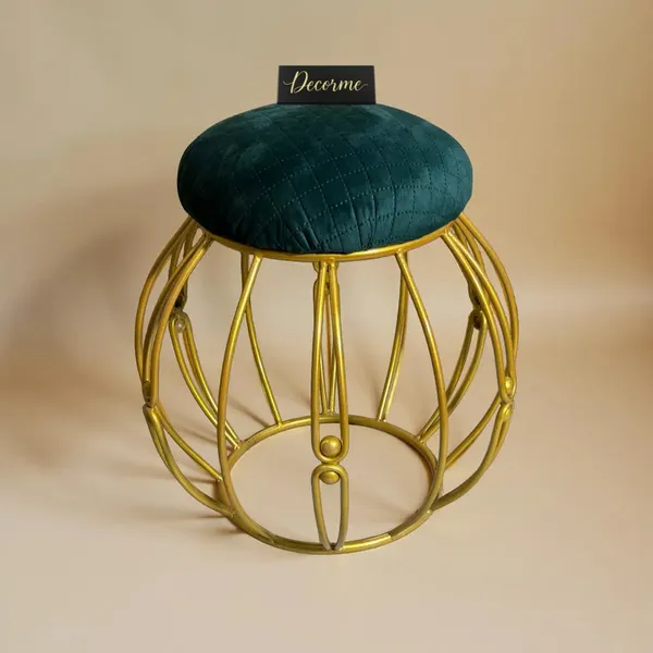 Modern_Round_Iron_Accent_Stool_Golden_Warm_Ivory