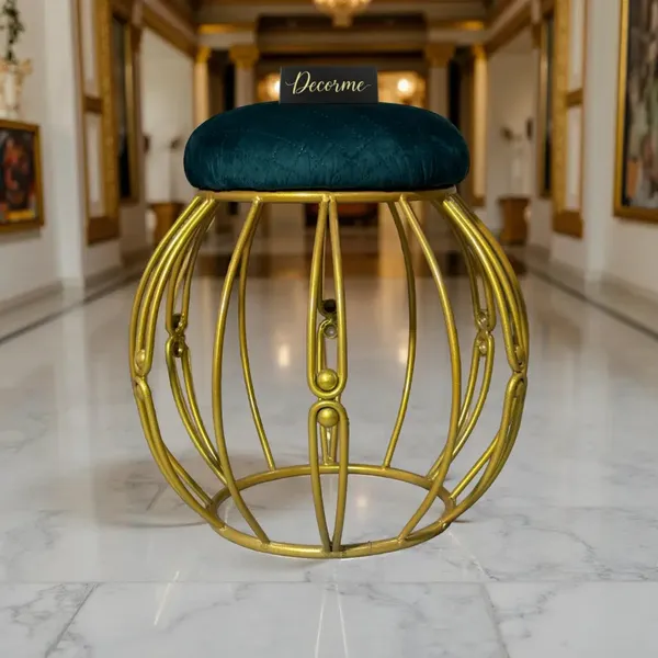 Modern_Round_Iron_Accent_Stool_Golden_Warm_Ivory