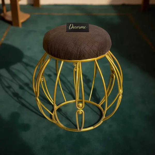 Modern_Round_Iron_Accent_Stool_Golden_Warm_Ivory