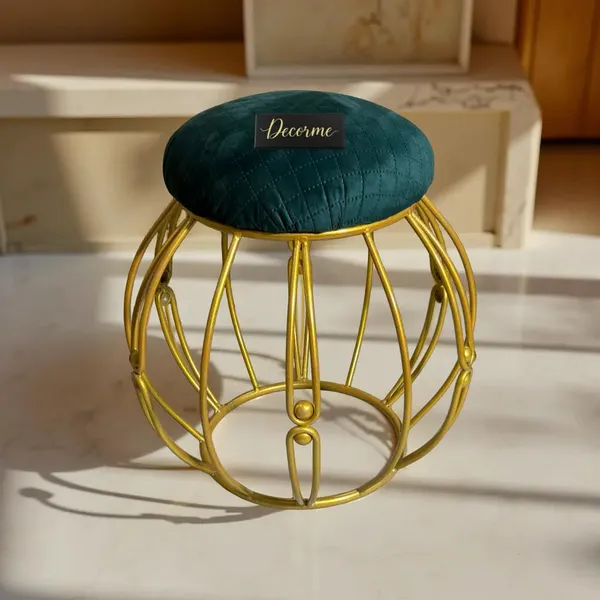 Modern_Round_Iron_Accent_Stool_Golden_Warm_Ivory