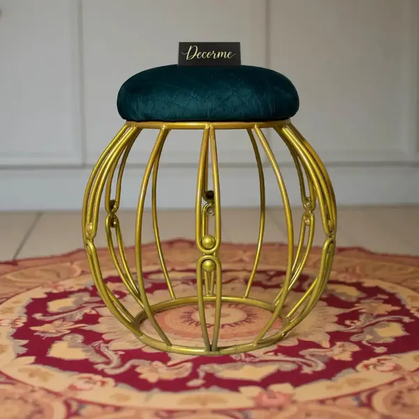 Modern_Round_Iron_Accent_Stool_Golden_Warm_Ivory