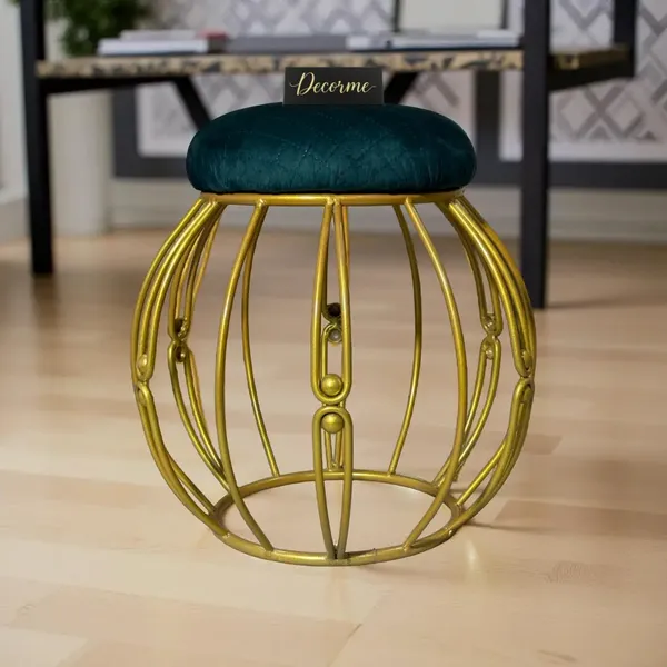 Modern_Round_Iron_Accent_Stool_Golden_Warm_Ivory