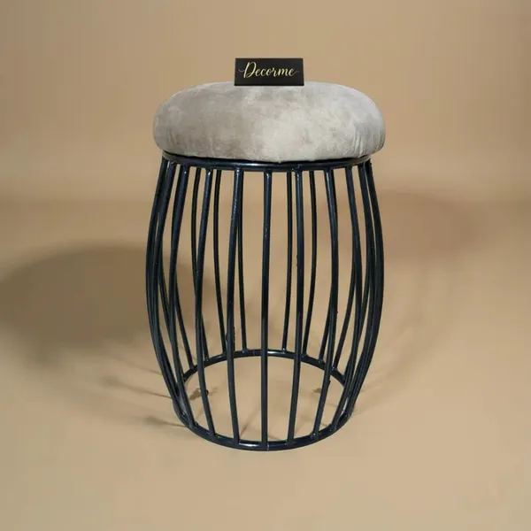 Contemporary_Vertical_Rod_Iron_Stool_Stone_Brown