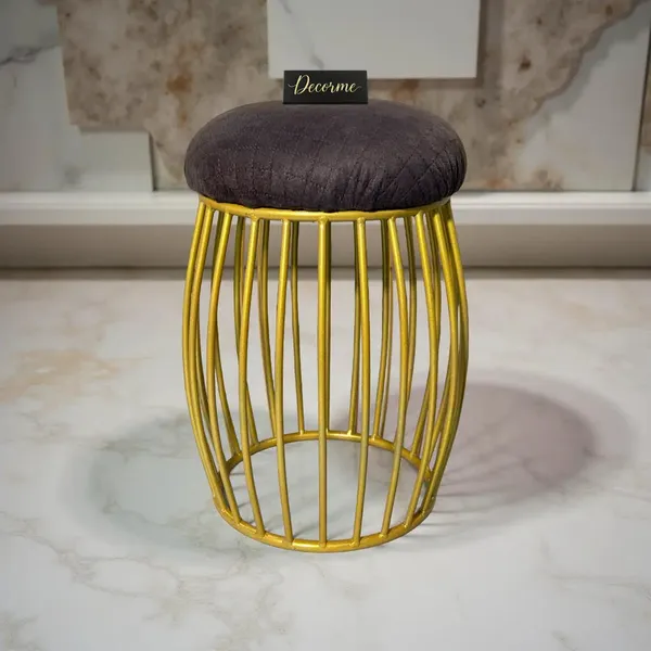 Contemporary_Vertical_Rod_Iron_Stool_Golden_Chocolate_Brown