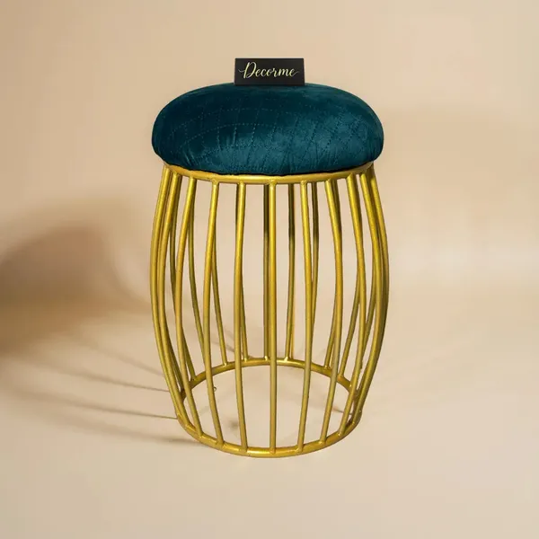 Contemporary_Vertical_Rod_Iron_Stool_Golden_Forest_Green