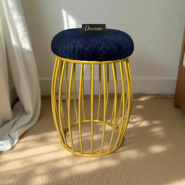 Contemporary_Vertical_Rod_Iron_Stool_Golden_Midnight_Blue