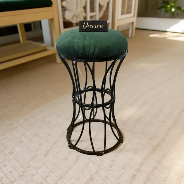Modern_Hourglass_Iron_Frame_Stool_Forest_Green