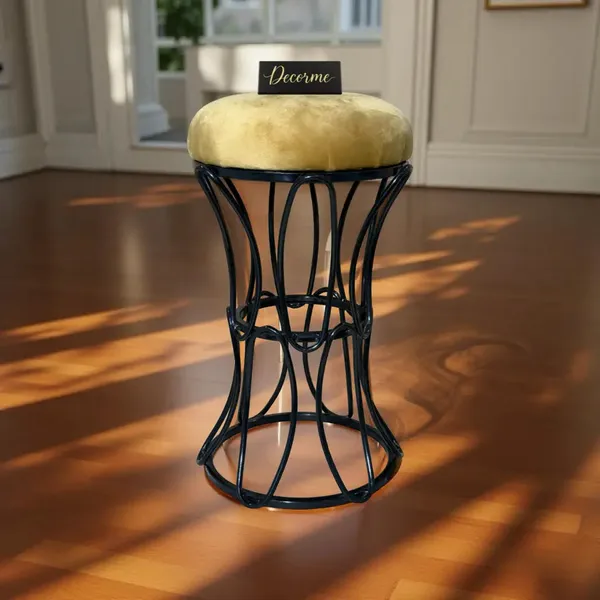Modern_Hourglass_Iron_Frame_Stool_Mustard_Yellow