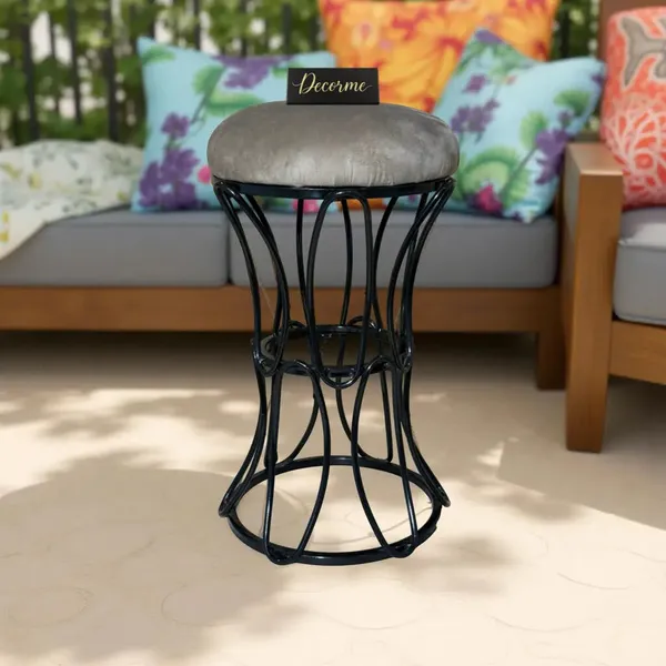 Modern_Hourglass_Iron_Frame_Stool_Stone_Brown