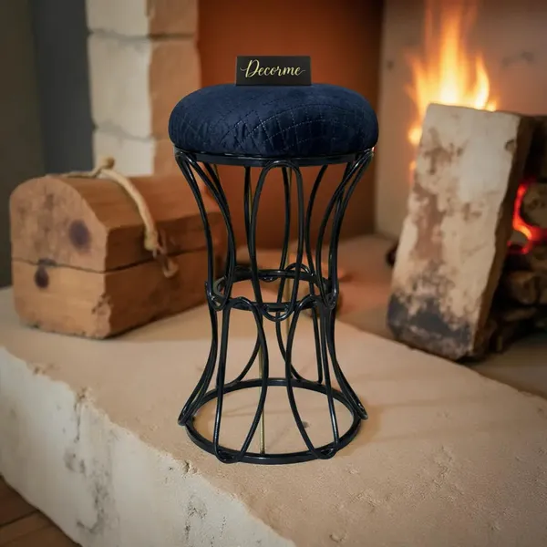 Modern_Hourglass_Iron_Frame_Stool_Warm_Ivory