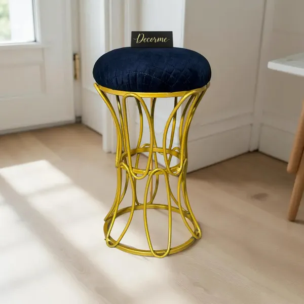 Golden_Modern_Hourglass_Iron_Frame_Stool_Midnight_Blue