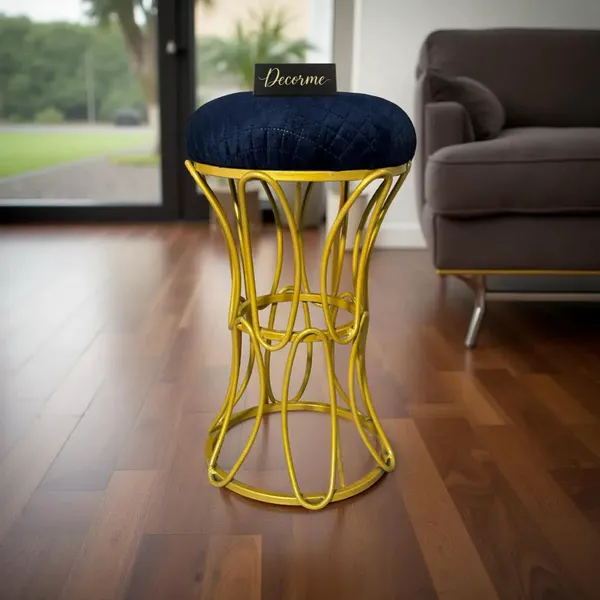 Golden_Modern_Hourglass_Iron_Frame_Stool_Warm_Ivory