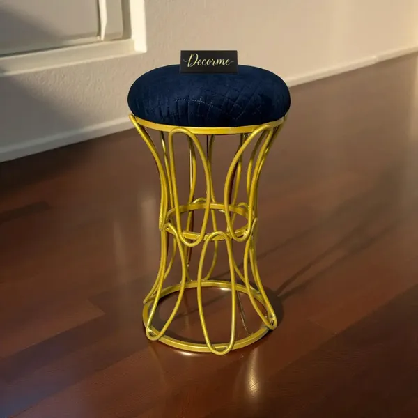 Golden_Modern_Hourglass_Iron_Frame_Stool_Warm_Ivory
