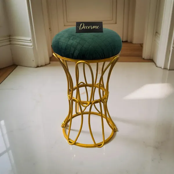 Golden_Modern_Hourglass_Iron_Frame_Stool_Warm_Ivory