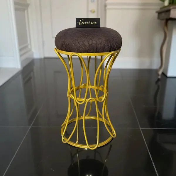 Golden_Modern_Hourglass_Iron_Frame_Stool_Warm_Ivory