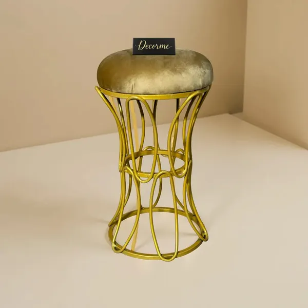 Golden_Modern_Hourglass_Iron_Frame_Stool_Warm_Ivory