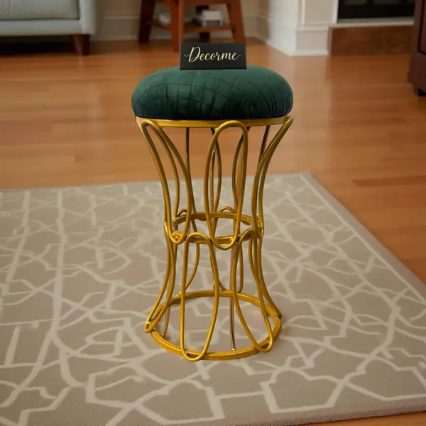 Golden_Modern_Hourglass_Iron_Frame_Stool_Warm_Ivory
