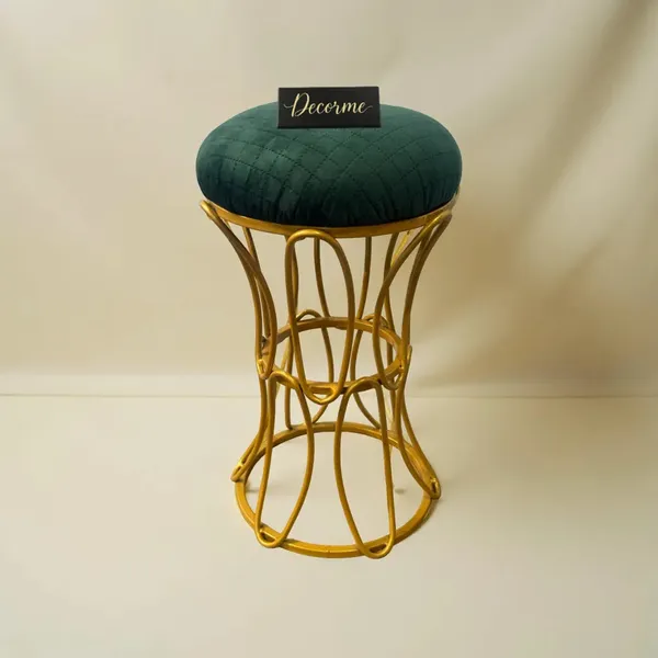 Golden_Modern_Hourglass_Iron_Frame_Stool_Warm_Ivory